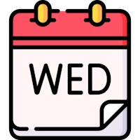 a calendar with the word wed on it
